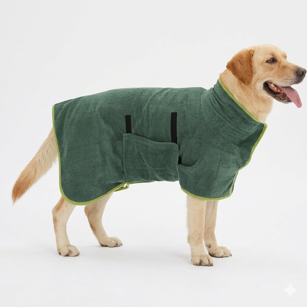 Quick-Dry Dog Bathrobe — Bath Time, Solved