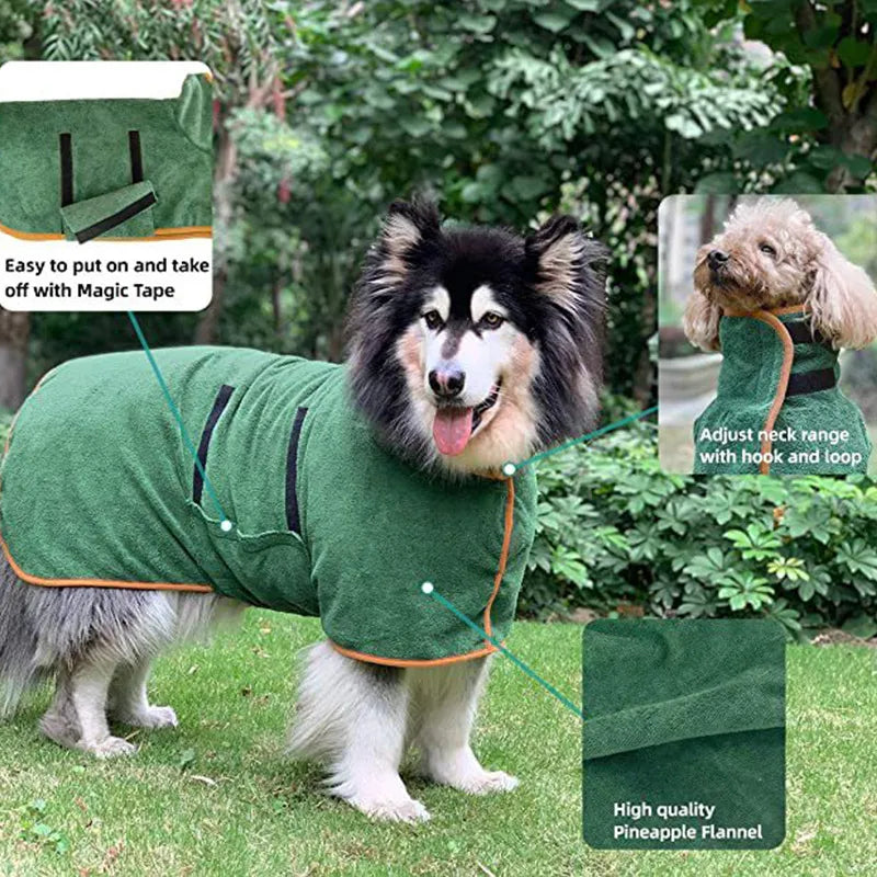 Quick-Dry Dog Bathrobe — Bath Time, Solved