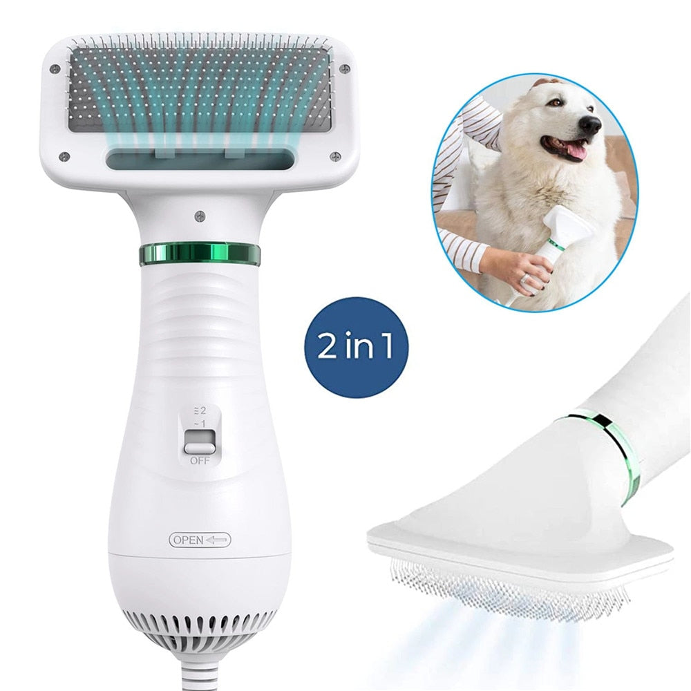 2-in-1 Dog Hair Dryer & Brush — Professional Grooming at Home