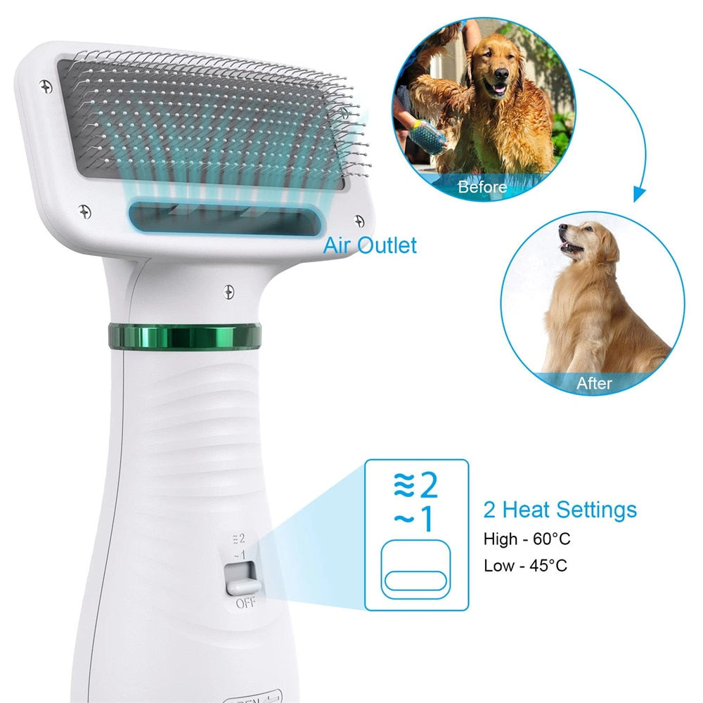 2-in-1 Dog Hair Dryer & Brush — Professional Grooming at Home